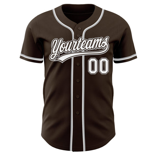 Custom Brown White-Gray Authentic Baseball Jersey - Sky-Custom