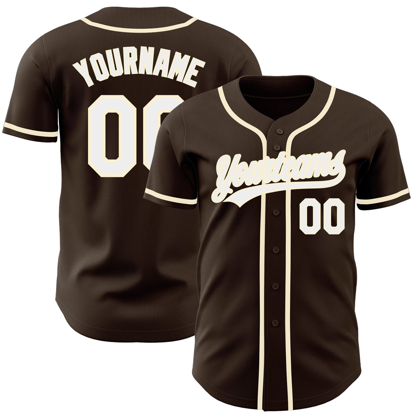Custom Brown White-Cream Authentic Baseball Jersey - Sky-Custom