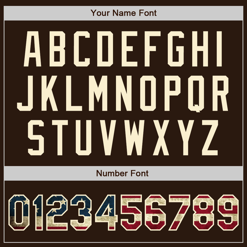 Custom Brown Vintage USA Flag-Cream Authentic Baseball Jersey - Sky-Custom