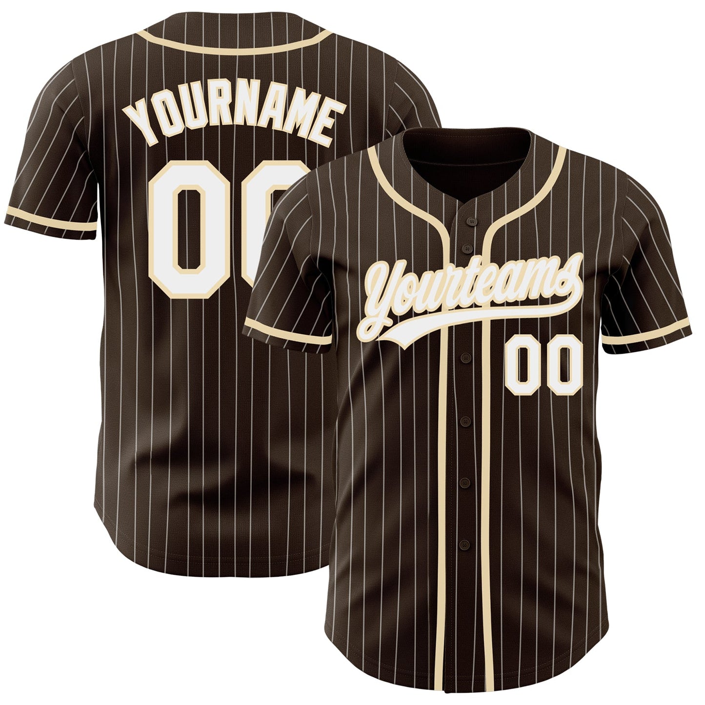 Custom Brown White Pinstripe City Cream Authentic Baseball Jersey - Sky-Custom