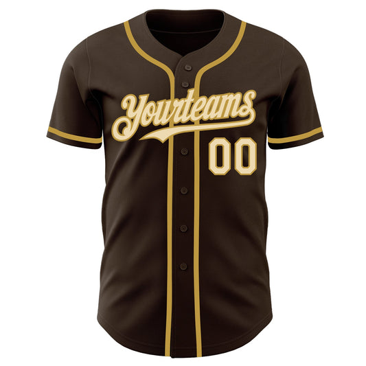 Custom Brown Cream-Old Gold Authentic Baseball Jersey - Sky-Custom