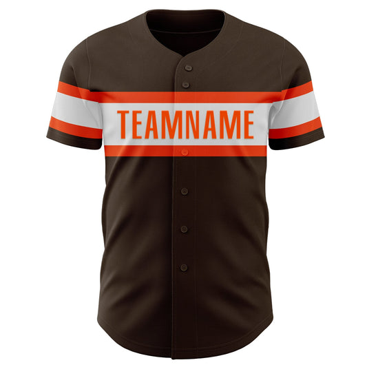 Custom Brown White-Orange Authentic Baseball Jersey - Sky-Custom
