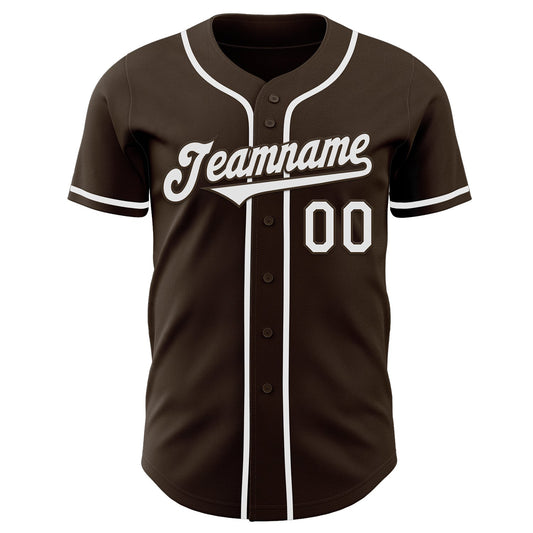 Custom Brown White Authentic Baseball Jersey - Sky-Custom