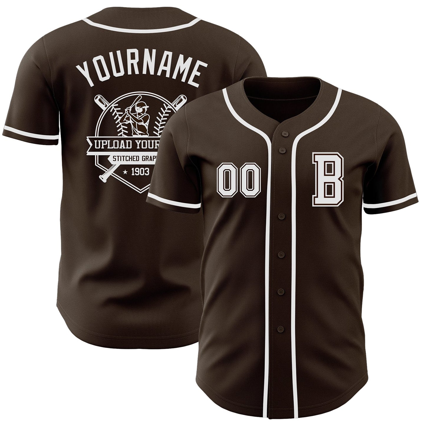 Custom Brown White Authentic Baseball Jersey - Sky-Custom