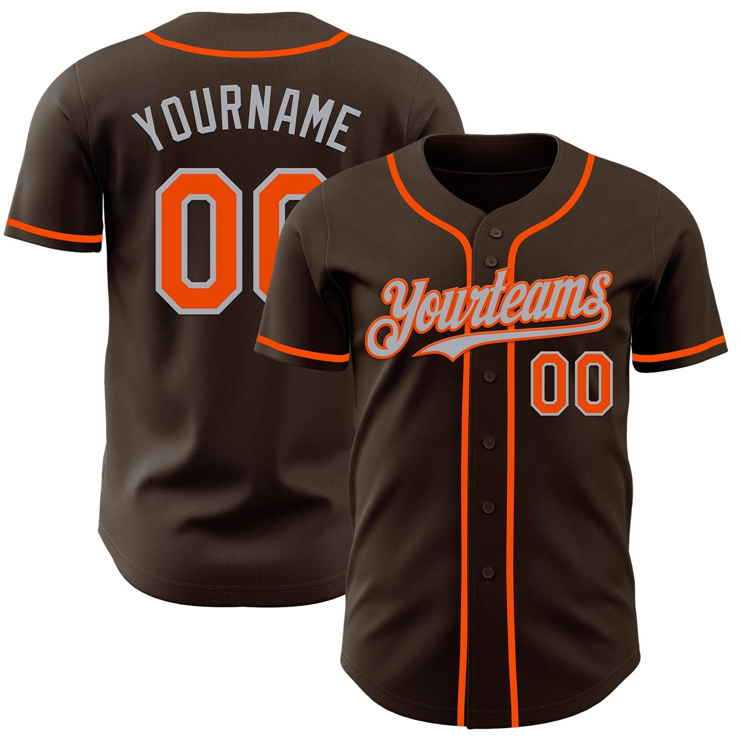 Custom Brown Orange-Gray Authentic Baseball Jersey - Sky-Custom