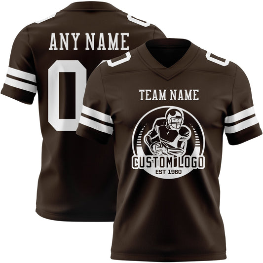 Custom Brown White Mesh Authentic Football Jersey - Sky-Custom