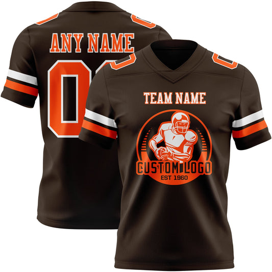 Custom Brown Orange-White Mesh Authentic Football Jersey - Sky-Custom