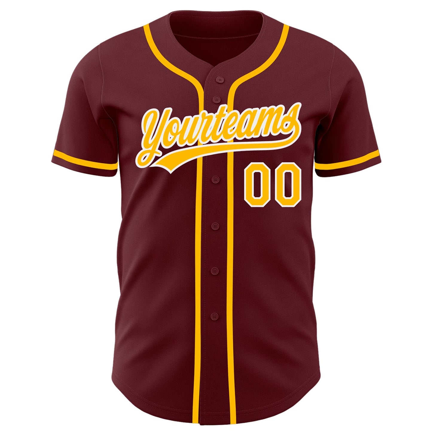 Custom Burgundy Gold-White Authentic Baseball Jersey - Sky-Custom