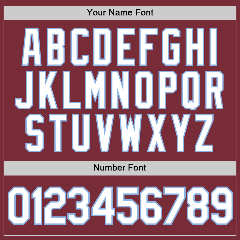 Custom Burgundy White-Light Blue Authentic Baseball Jersey - Sky-Custom