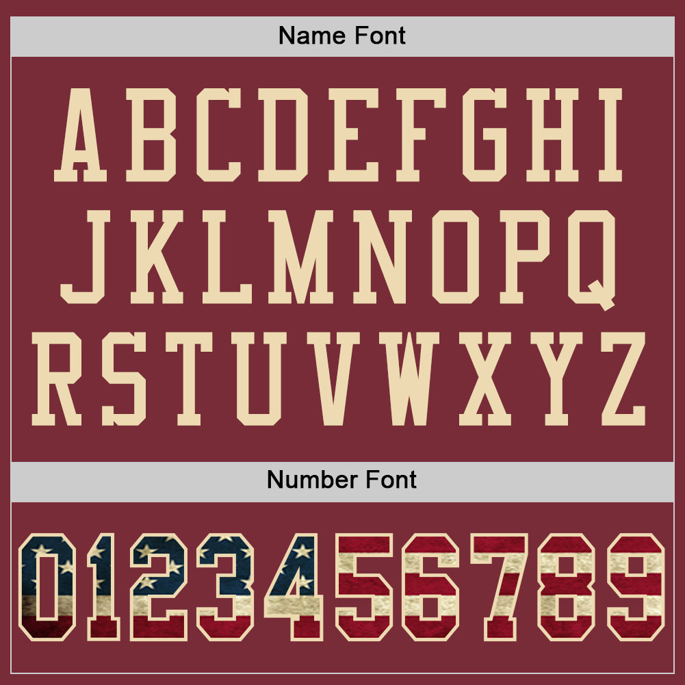 Custom Burgundy Vintage USA Flag-City Cream Mesh Authentic Football Jersey - Sky-Custom