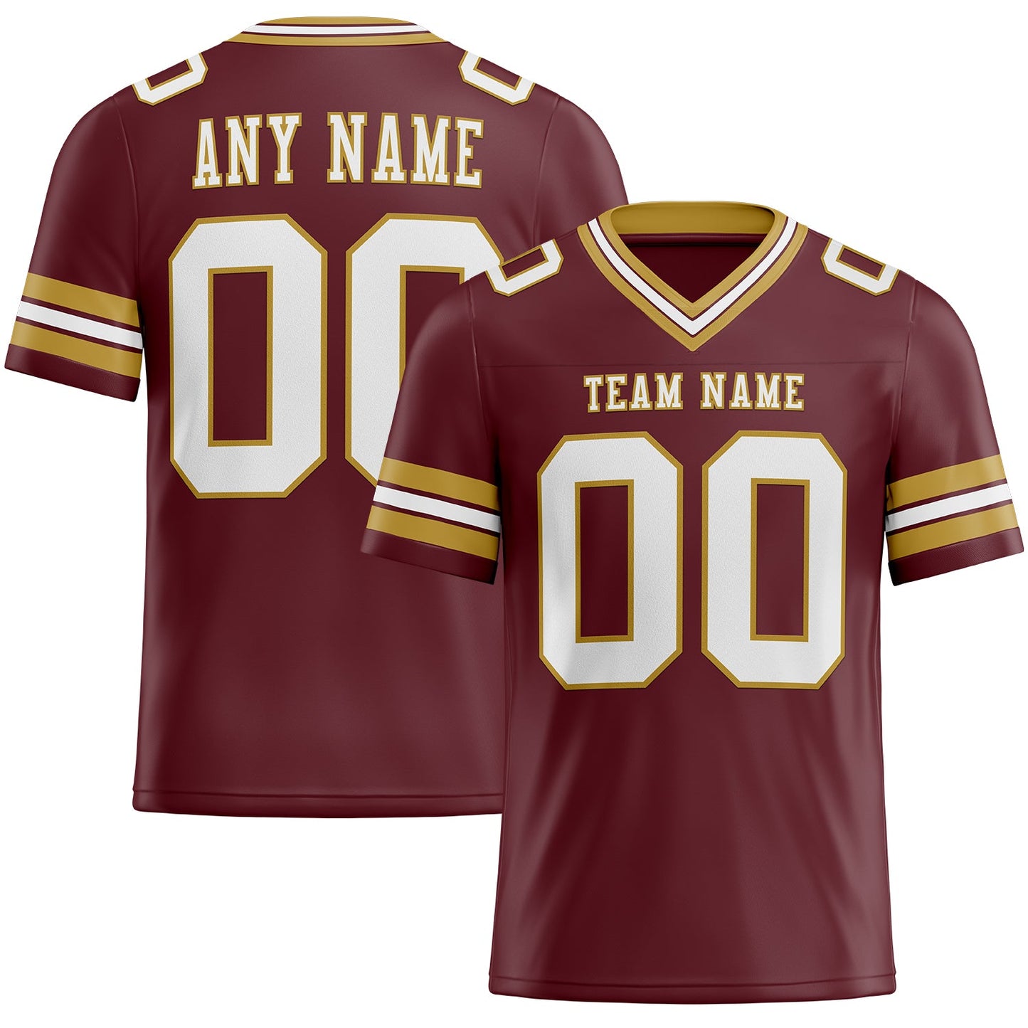 Custom Burgundy White-Old Gold Mesh Authentic Football Jersey - Sky-Custom