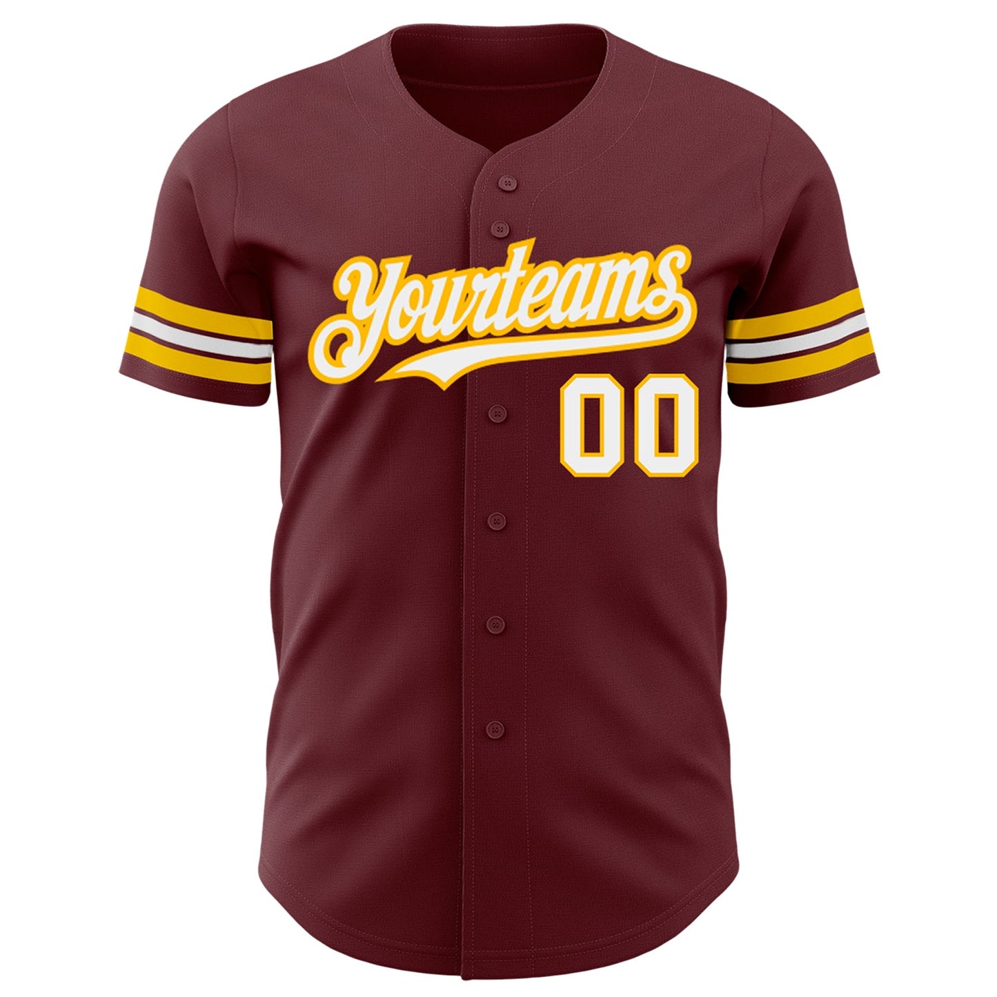 Custom Burgundy White-Gold Authentic Baseball Jersey - Sky-Custom