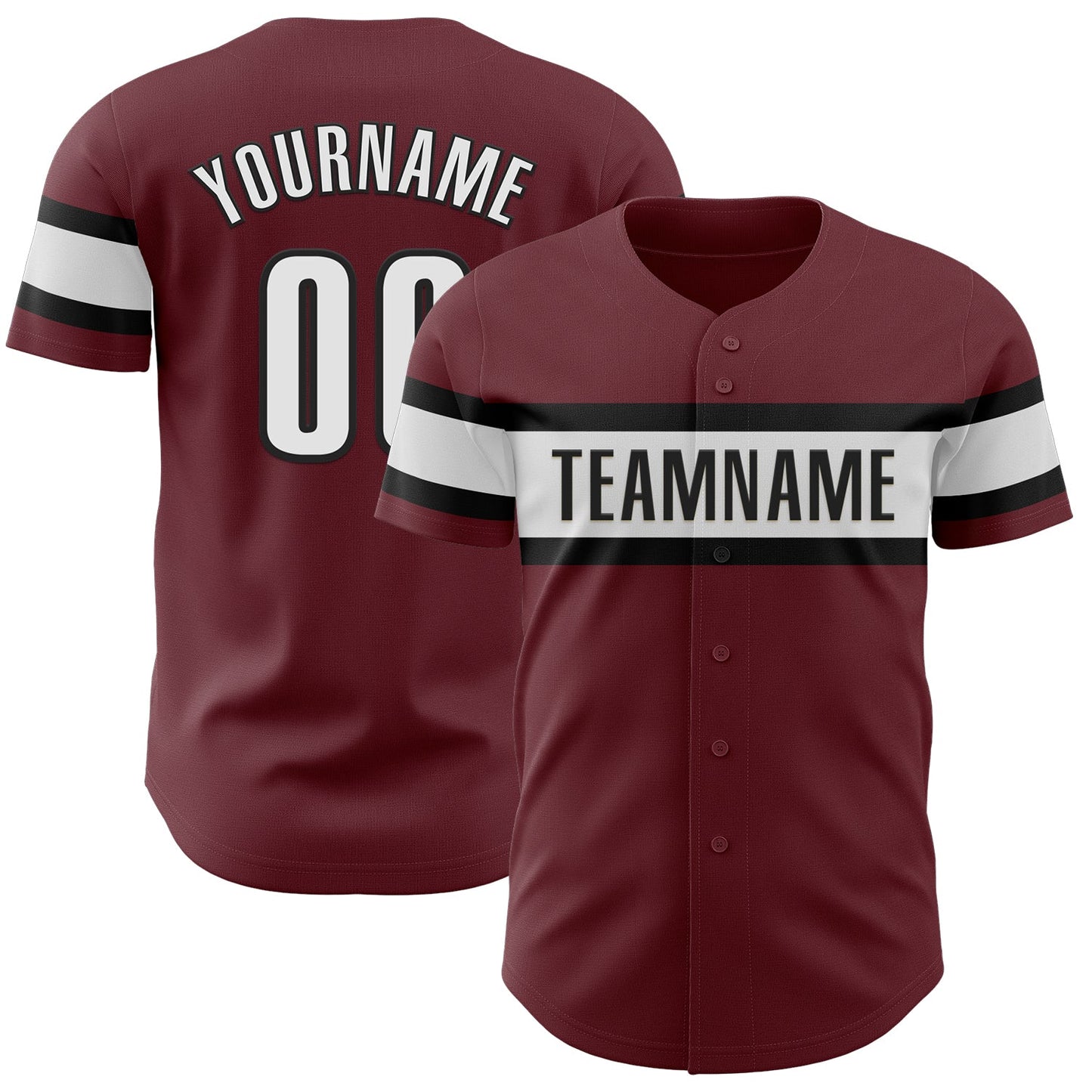 Custom Burgundy White-Black Authentic Baseball Jersey - Sky-Custom