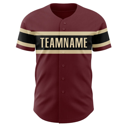Custom Burgundy Black-City Cream Authentic Baseball Jersey - Sky-Custom