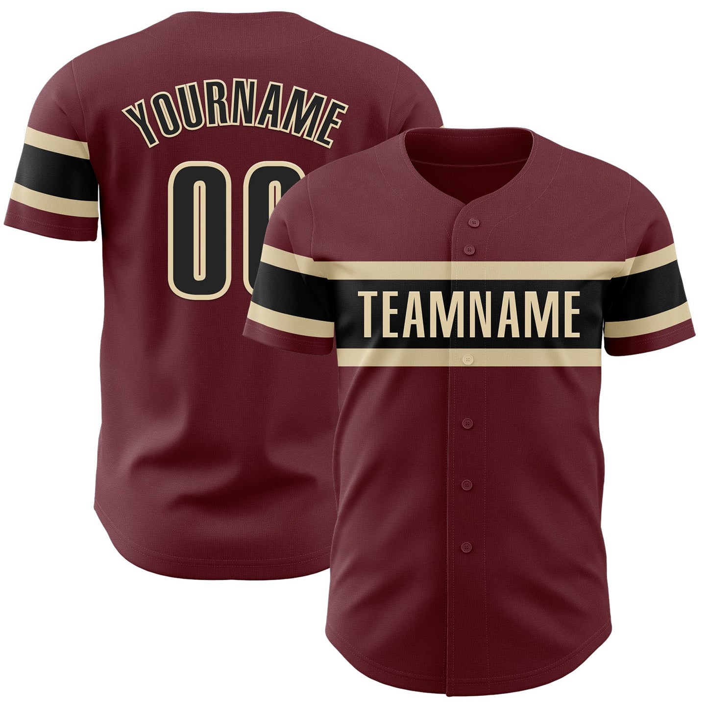 Custom Burgundy Black-City Cream Authentic Baseball Jersey - Sky-Custom