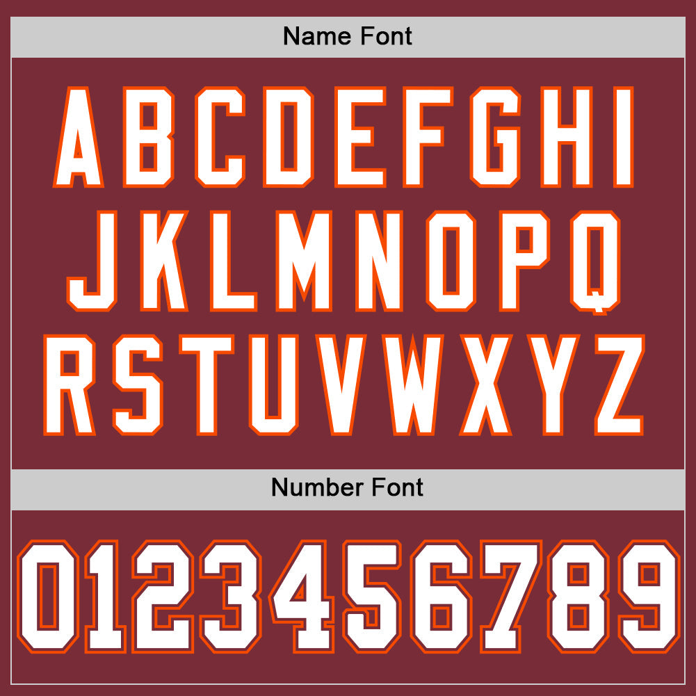 Custom Burgundy White-Orange Mesh Authentic Throwback Football Jersey - Sky-Custom