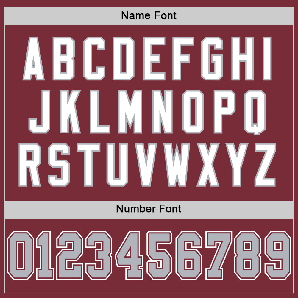 Custom Burgundy Gray-White Mesh Authentic Throwback Football Jersey - Sky-Custom