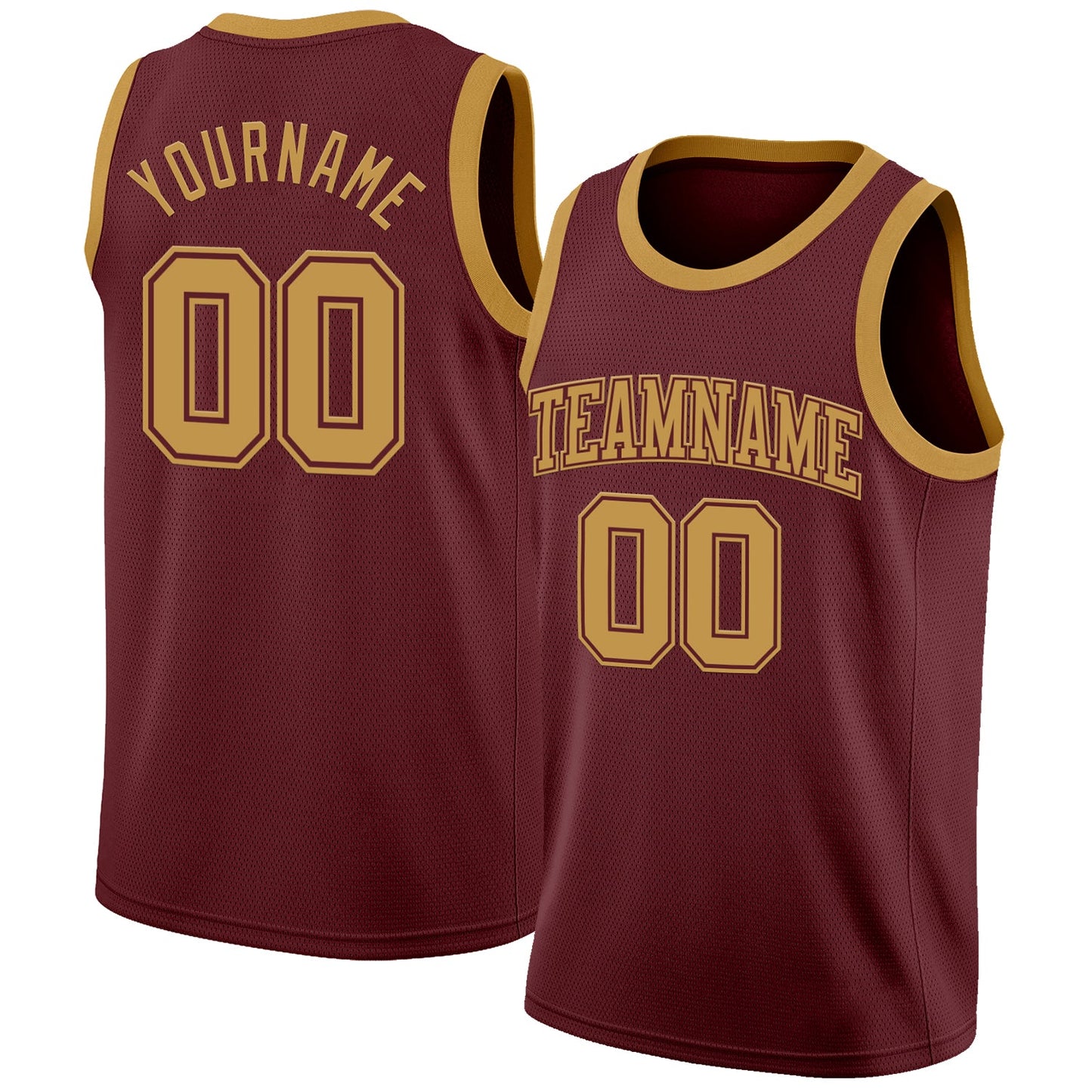 Custom Burgundy Old Gold Authentic Basketball Jersey - Sky-Custom