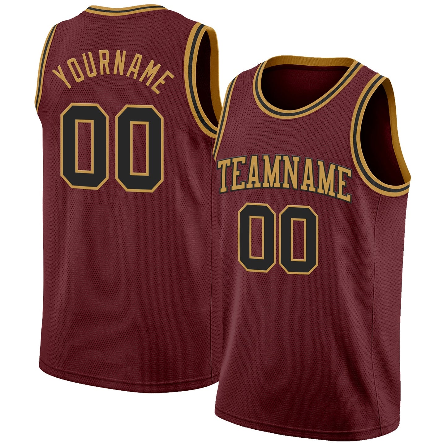 Custom Burgundy Black-Old Gold Authentic Basketball Jersey - Sky-Custom