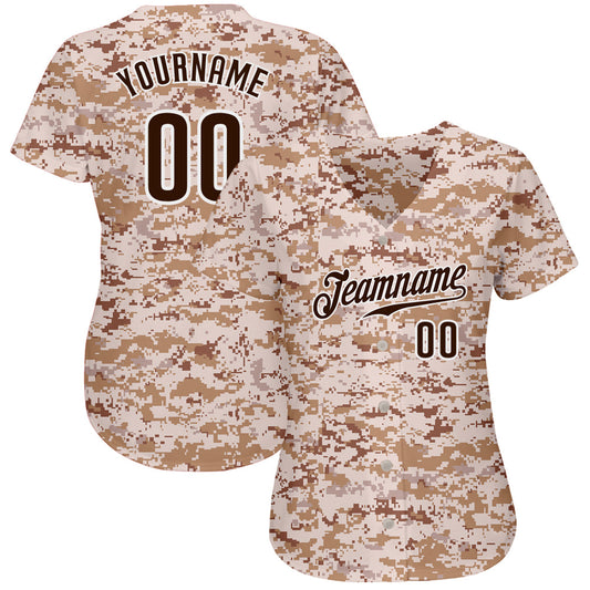 Custom Camo Brown-White Authentic Salute To Service Baseball Jersey - Sky-Custom