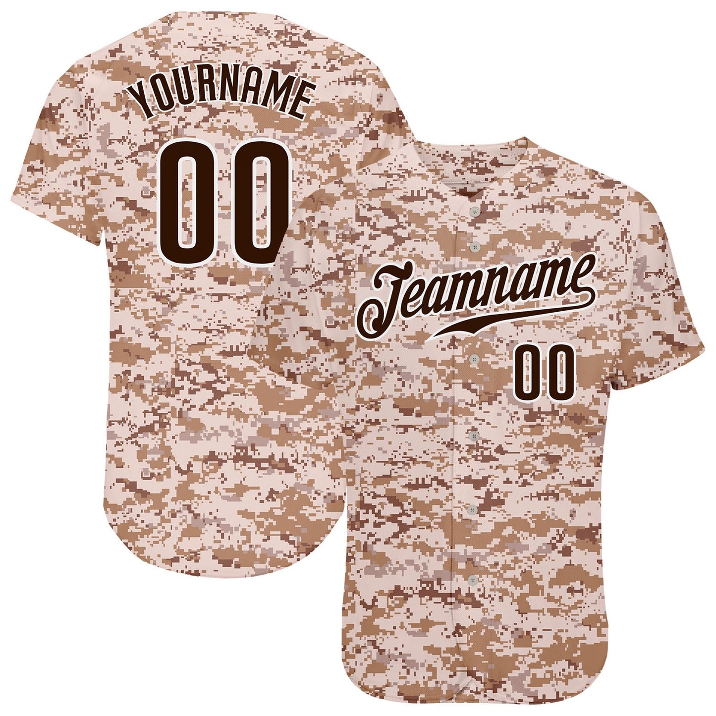 Custom Camo Brown-White Authentic Salute To Service Baseball Jersey - Sky-Custom