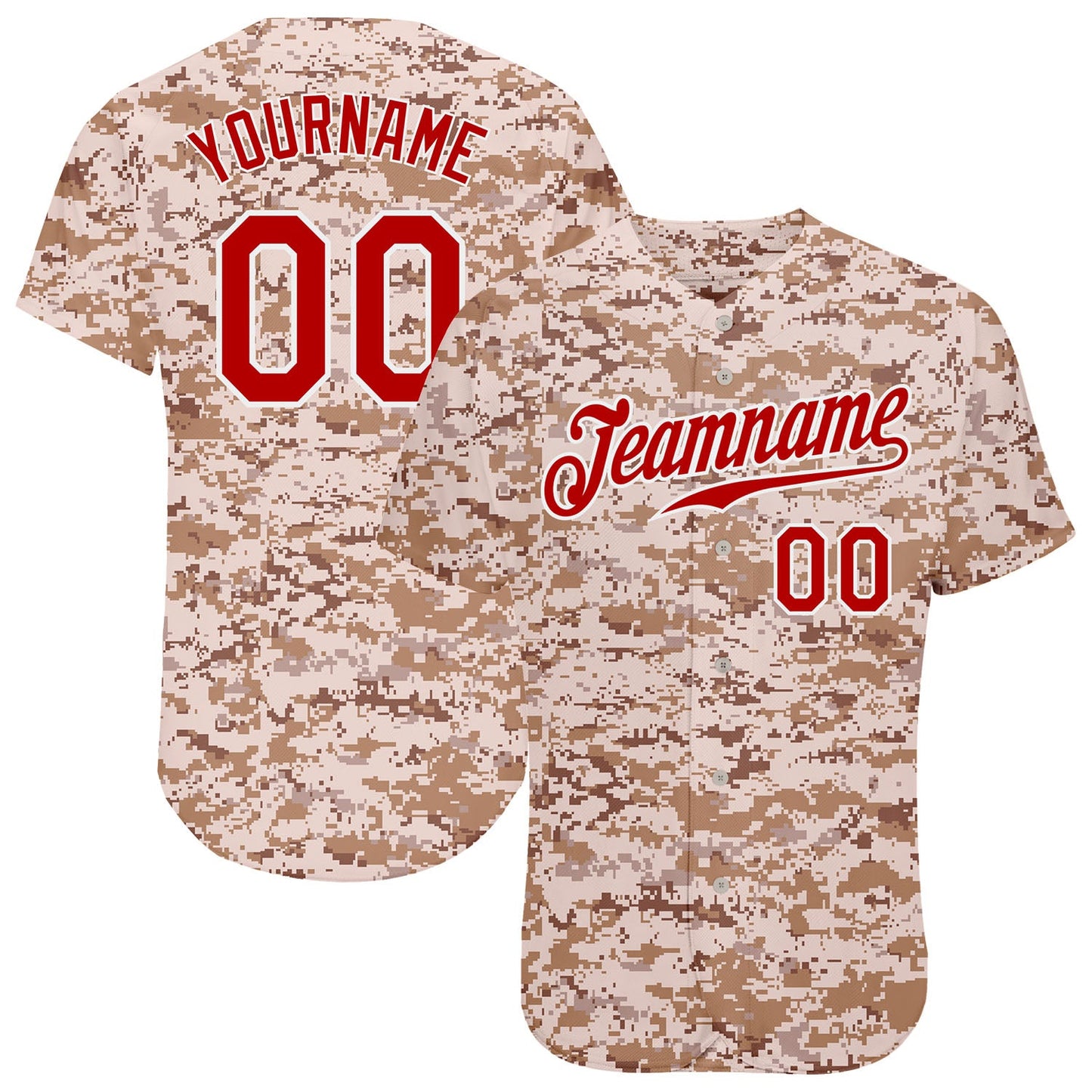 Custom Camo Red-White Authentic Salute To Service Baseball Jersey - Sky-Custom