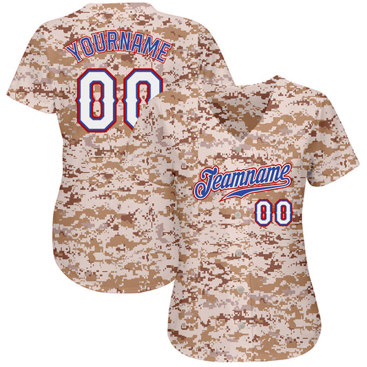 Custom Camo White-Royal Authentic Salute To Service Baseball Jersey - Sky-Custom