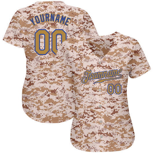 Custom Camo Old Gold-Royal Authentic Salute To Service Baseball Jersey - Sky-Custom