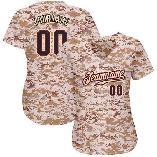 Custom Camo Black-Crimson Authentic Salute To Service Baseball Jersey - Sky-Custom