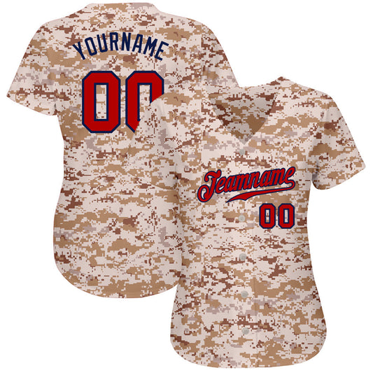 Custom Camo Red-Navy Authentic Salute To Service Baseball Jersey - Sky-Custom