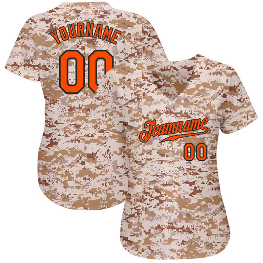 Custom Camo Orange-Black Authentic Salute To Service Baseball Jersey - Sky-Custom