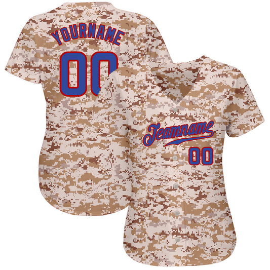 Custom Camo Royal-Red Authentic Salute To Service Baseball Jersey - Sky-Custom