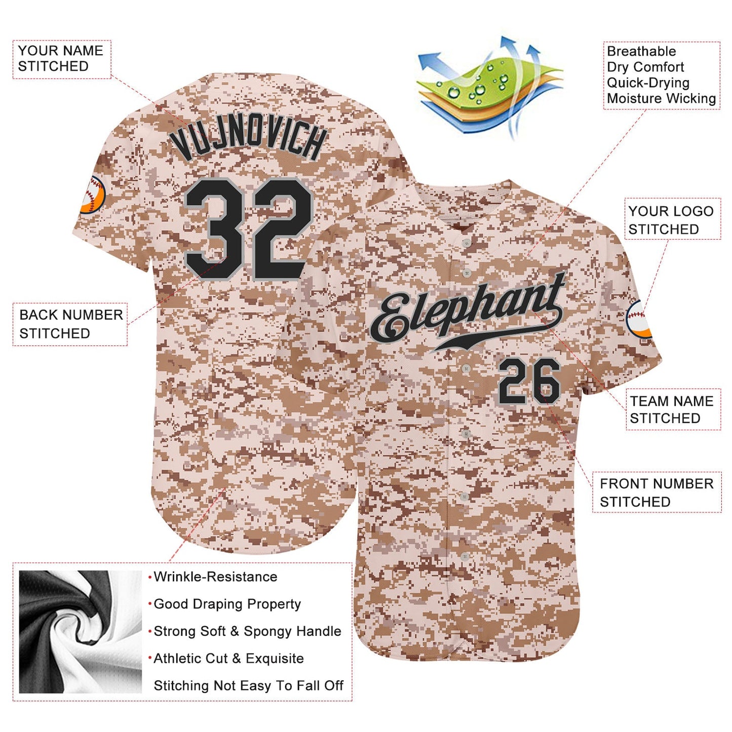 Custom Camo Black-Gray Authentic Salute To Service Baseball Jersey - Sky-Custom
