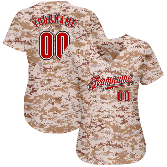 Custom Camo Red-Black Authentic Salute To Service Baseball Jersey - Sky-Custom