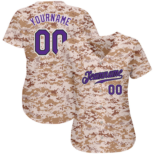 Custom Camo Purple-Black Authentic Salute To Service Baseball Jersey - Sky-Custom
