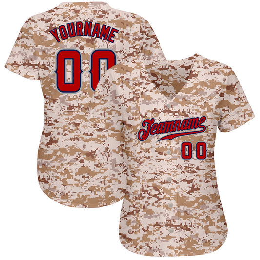Custom Camo Red-Navy Authentic Salute To Service Baseball Jersey - Sky-Custom
