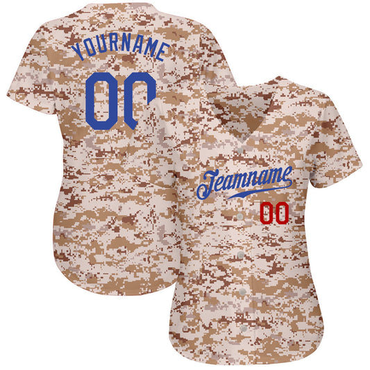 Custom Camo Royal-Red Authentic Salute To Service Baseball Jersey - Sky-Custom