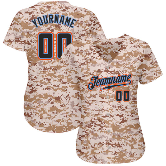 Custom Camo Black-Powder Blue Authentic Salute To Service Baseball Jersey - Sky-Custom