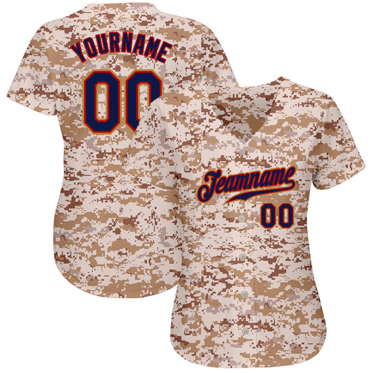 Custom Camo Navy-Old Gold Authentic Salute To Service Baseball Jersey - Sky-Custom