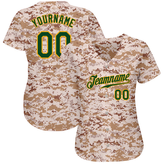Custom Camo Green-Gold Authentic Salute To Service Baseball Jersey - Sky-Custom