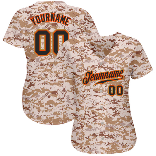 Custom Camo Black-Orange Authentic Salute To Service Baseball Jersey - Sky-Custom