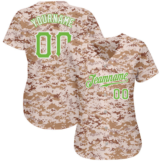 Custom Camo Neon Green-White Authentic Salute To Service Baseball Jersey - Sky-Custom