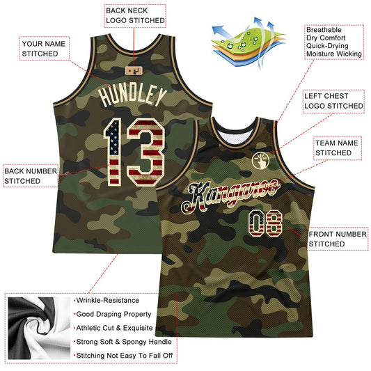 Custom Camo Vintage USA Flag-Cream Authentic Salute To Service Basketball Jersey - Sky-Custom