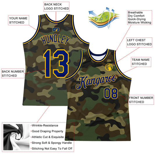 Custom Camo Royal-Gold Authentic Salute To Service Basketball Jersey - Sky-Custom