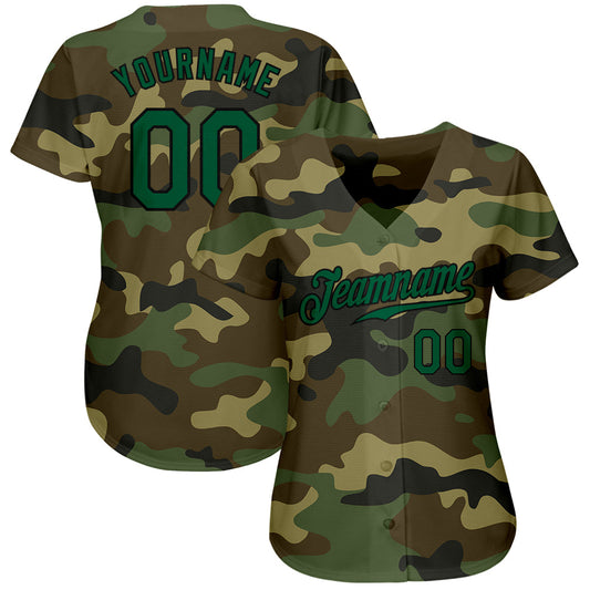 Custom Camo Kelly Green-Black Authentic Salute To Service Baseball Jersey - Sky-Custom