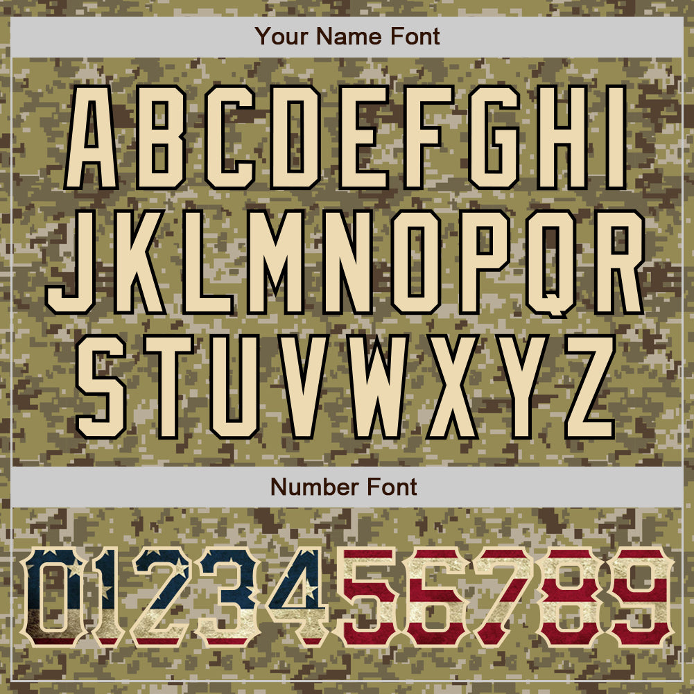 Custom Camo Vintage USA Flag-City Cream Authentic Salute To Service Baseball Jersey - Sky-Custom