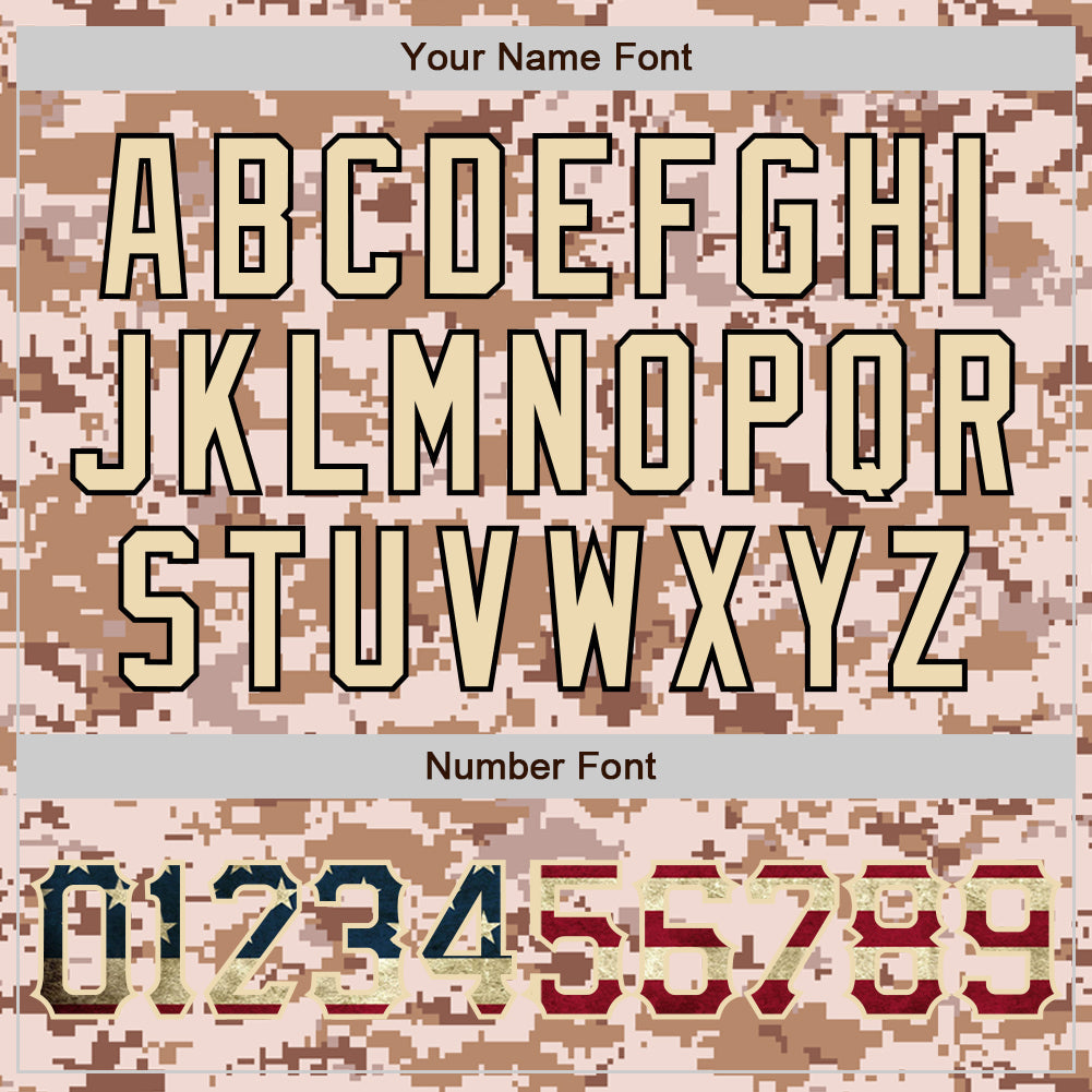 Custom Camo Vintage USA Flag-City Cream Authentic Salute To Service Baseball Jersey - Sky-Custom