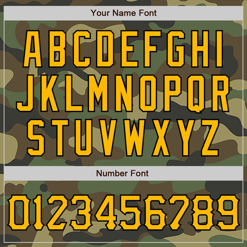 Custom Camo Gold-Black Authentic Salute To Service Baseball Jersey - Sky-Custom