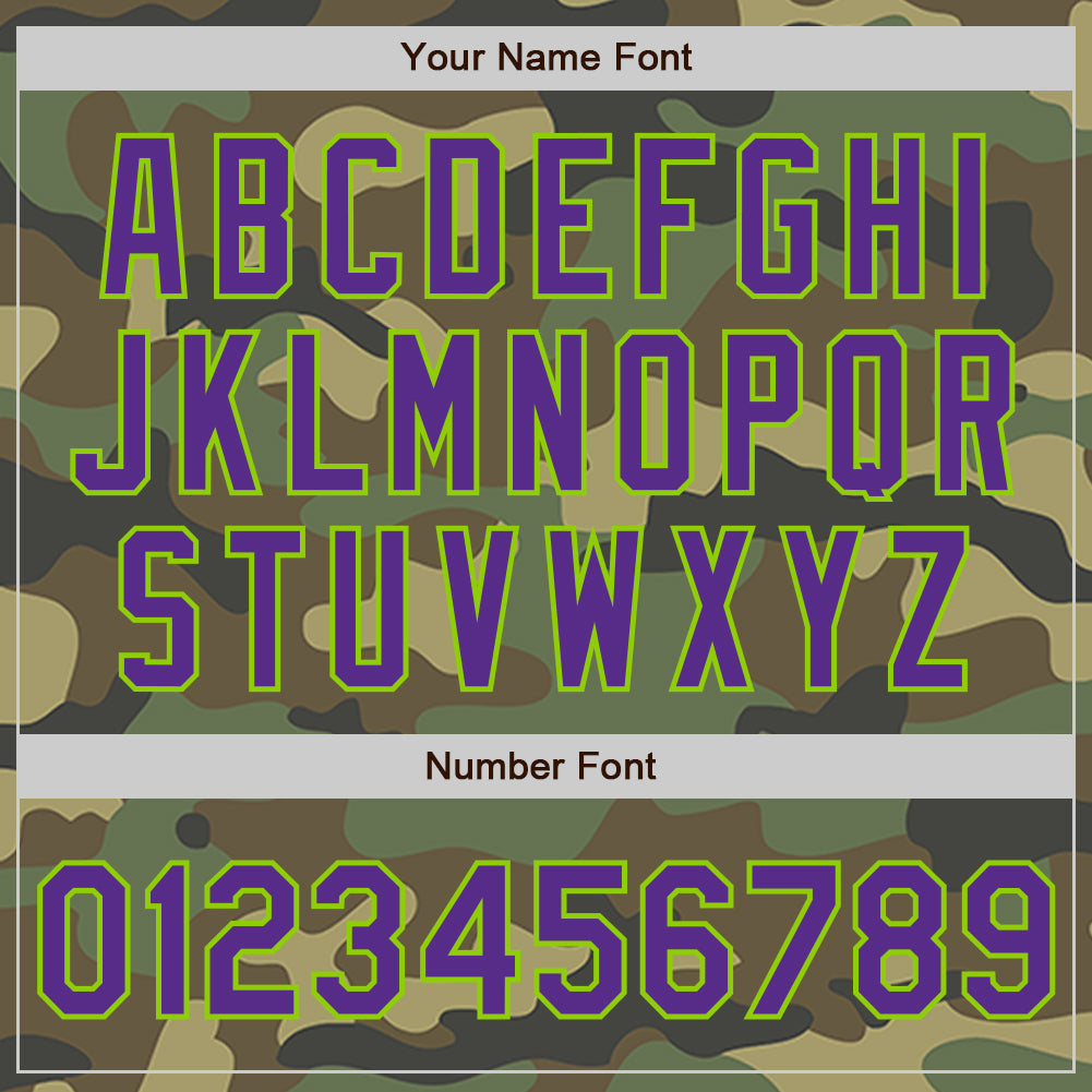 Custom Camo Purple-Neon Green Authentic Salute To Service Baseball Jersey - Sky-Custom