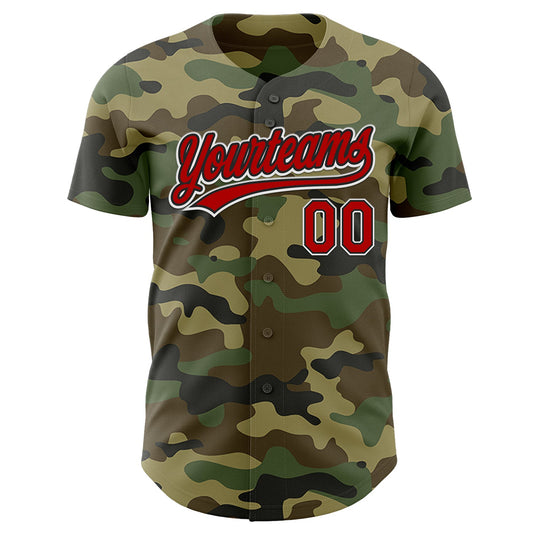 Custom Camo Red-Black Authentic Salute To Service Baseball Jersey - Sky-Custom